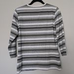 J. McLaughlin  Gray and White Striped 3/4  Sleeve Top Photo 4