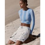 Free People  In A Cinch White Shorts Summer Casual Elastic Pockets Gorpcore Small Photo 2