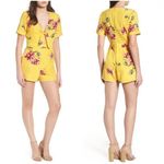 Socialite  Yellow Floral Front Tie Romper with Pockets Size M NWT Photo 1