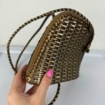 Vtg CEM Gold Metallic Woven Leather Crossbody Bag Full Zip Photo 7