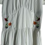 Lisa Says Gah White Floral Embroidered Puff Sleeve A-Line Midi Dress Size Small Photo 9