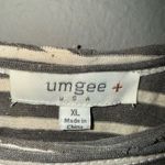 Umgee  oversized striped pocket high low tee rolled sleeves grey and Cream XL #72 Photo 2