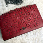 Coach  Foldover Chain Clutch with Floral Applique Crossbody Photo 0