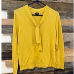 Talbots Mustard Yellow Tie Neck Sweater Women Top Blouse sz Large Petite Photo 0