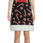 No Boundaries Women's (Jrs) Black Christmas Candy Cane Ugly Holiday Sweater Dress L (11-13) Photo 0