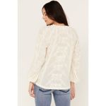 Shyanne  Women’s Long Sleeve Embroidered Boho Cream Blouse Size Medium Photo 3