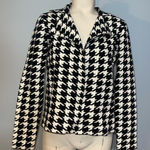 Premise  black white houndstooth sweater open cardigan suit jacket blazer small Photo 0