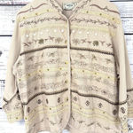 Vintage 90s Tantrums Khaki Jacket Embroidered Floral Button Size 2X Artsy Photo 0