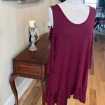 Honeyme Red Wine Knit Open Shoulder Shift Dress Photo 1