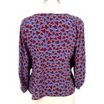 Maeve Anthropologie Blue Hearts Silk Blouse Kimono Style Size Small Photo 8