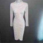Pretty Little Thing  White Long Sleeve Bodycon Midi Dress Womens Small 4 Photo 2