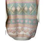 Vintage Exclusive Imports Knit Sweater‎ Pastel Diamond Pattern Women Size Medium White Photo 2