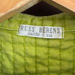 RUSS BERENS | Pea Green Quilted Linen Blend Zip Up Vest Boho Kantha Extra Small Gray Size XS Photo 3