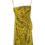 Cinq à Sept Cinq a sept Dress Size 0 Provence Katz Floral Back Zip Yellow Satin Finish Photo 6