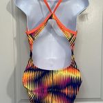 Nike Women's  Shutter Multicolor Orange Navy Purple Swimsuit Size 10 EUC #1290 Photo 5