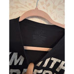 Black Long Sleeve Crop Top with 'I'm With Creepy' Graphic Photo 3