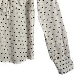 ZARA  Womens Top Size M White Long Sleeve High Neck Embroidery Ruffle Button Det Photo 4