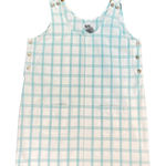 Vintage Y2K Sostanza Teal Plaid Cotton Pinafore Apron Dress Large Blue Photo 0