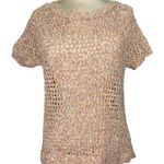 CAbi  sweater round neckline fishnet style short sleeves multicolor Size Medium Photo 0
