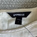 EXPRESS  Ivory Cream Satin Long Sleeve Cropped Shoulder Pad Blouse Top Size Small Photo 5