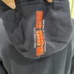 Adidas Three Stripe Life Hoodie Navy Cropped Sweatshirt Pullover Preppy Sporty Photo 3