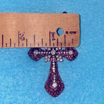 Vintage victorian style rhinestone filigree cross pendant purse clip or keychain Gold Photo 4