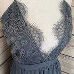 Tobi Slate Grey-Blue Lace Backless Maxi Dress Photo 6