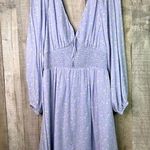 Copper Key Cooper Key Size Large Deep V Front & Back w/Balloon Sleeves Blue Floral Dress Photo 0