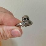 Skull Crossbones Gunmetal Pirates Ring Vintage Silver Pewter Grunge Punk Emo Goth Jewelry Photo 10