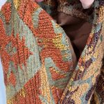 Vintage Boho Grunge Tapestry Paisley Fringed Hem Coat Jewel Tones Gotcha Covered Orange Size M Photo 8