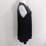 BCBGMAXAZRIA  Black Faux Leather Top with Shoulder Cutouts Size Small Photo 3