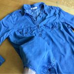 Grand & Greene Flowy, Denim Tencel Button Down Shirt, Light Blue, Size S Blue Photo 3
