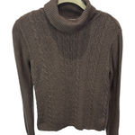 Liz Claiborne Crazy Horse Chocolate Cable Knit Turtleneck Sweater Women's Medium Brown Photo 0