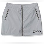 Forever 21 NASA Reflective Mini Zip Up Skirt Draw String Gray Size S NEW Photo 8