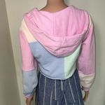 Love Shack Fancy Pastel Color Block Zip Up Hoodie Hooded Jacket Sweatshirt Photo 6