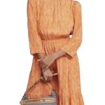 A New Day Stunning midi dress, orange with little pink flowers, ruffle bottom, excellent condition, size xs Measurements: Bust: armpit to armpit 18 inches Waist: side to side 13-16 inches Length: shoulder seam to bottom 44 inches Photo 1