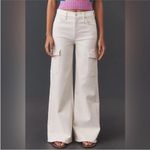 Mother Denim Anthropologie Undercover Cargo Sneak Jeans in Cream Puffs Size 25 White Photo 1