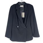 Everlane  The Drapey City Striped Blazer Double Breasted Black Size 6 Photo 3