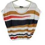 II Sisters Colorful Striped Dolman Sleeve Open Knit Oversized Sweater Size M Blue Size M Photo 0