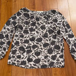 Loft Women's pink & brown floral boat neck long sleeve blouse Size M Photo 0