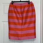 Doncaster  Collection Pink & Orange Striped Silk Blend Pencil Skirt Photo 2