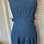 Free People Brittany Denim Wide Leg Summer Jumpsuit Spaghetti Straps Photo 3