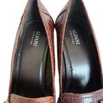 Alfani Y2K VTG. BROWN CROC LEATHER BUCKLE LOAFER HEELS SZ. 8 EUC Photo 4