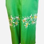 Fanm Mon Nilen Linen Midi Embroidered Dress Large Kelly Green Pockets A Photo 3