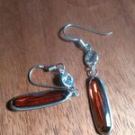 Simulated Red and White Diamond Sterling Silver Dangle Earrings Photo 2