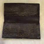 Black Checkbook Leather Handmade Embossed Wallet Photo 1