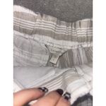 Garnet Hill  linen striped pants pleated trousers pockets beige tan 4 Photo 3