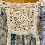 Ralph Lauren Denim & Supply Top Blouse Shirt Blue Floral Embroidered Trim Medium Photo 2