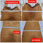 Western leather suede, kasey musgraves vibes,lace up,fringe bead vintage dress S Tan Photo 8