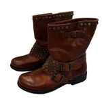 Frye Vintage Jenna Leather Studded Short Brown Boot Sz 6.5 Photo 2